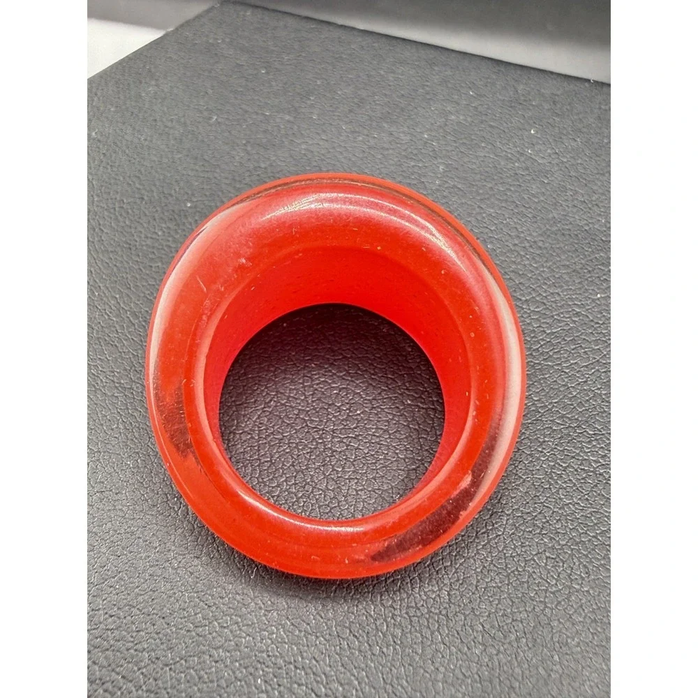 Vintage Ring Red Acrylic Gold Flake Chunky Dome Size 10